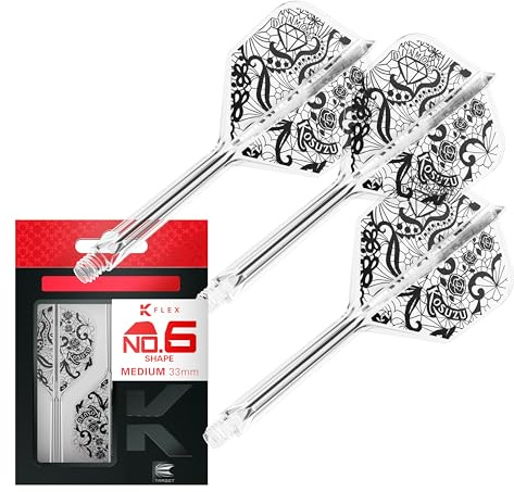 Target Japan Diamond Sistema di Alette Asta per Freccette K Flex, No.6 | Confezione da 3 Kflex all in One Flight, Player Edition Kosuzu Iwao Accessori Freccette | K-Flex Dart STEM – Medio (33mm)