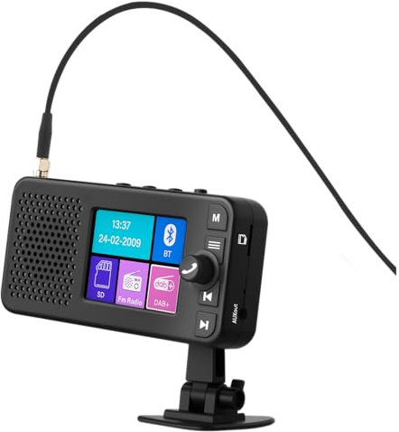 SIXWIN DAB/DAB+ Car DAB Digital Radio Adapter 2.4 Inch Colorful LCD Screen Portable DAB Radio Receiver with FM Transmitter TF Play AUX