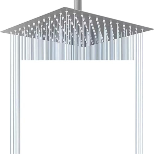 Cabezal de Ducha de Alta presión Tipo Lluvia de Acero Inoxidable, Ultrafino, Cascada, presurizado, Cuadrado, Plateado, 10 Pulgadas