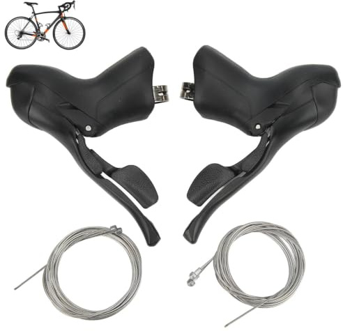 Jwthee Palanca de cambios de bicicleta de carretera de 2 piezas, palancas de freno de palanca de cambios de bicicleta de 2x7 velocidades Palanca de cambio de bicicletas de carretera de