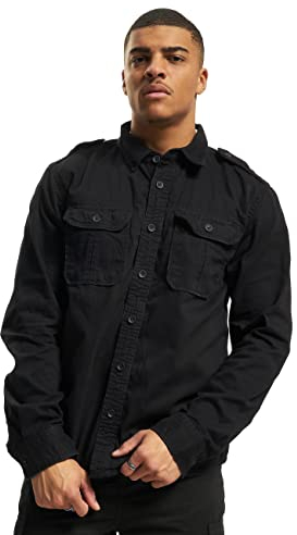 Brandit Vintage Shirt Long Sleeve, Farbe: Black, Größe: 7XL
