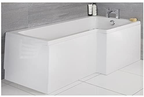 MILANO White 1700 x 850mm Right Hand Square Shower Bath | Acrylic Construction. Generous Bathing Capacity. Resistant To Stains & Scratches. Contemporary Style. Height Adjustable Feet.
