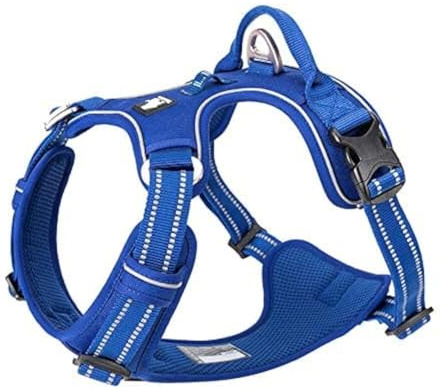 WINHYEPET True Love No Pull hundsele extra reflekterande husdjurssele för små medelstora hundar justerbar för löpning promenader vadderad mjuk nätväst enkel kontroll TLH56512 (kungsblå, M)
