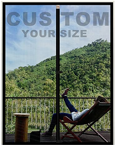Yotache Made to Measure Door Screens Size 110cm - 130cm Width, Top Middle Anti-Tearing Magnet Insect Fly Mesh for Balcony Patio Door