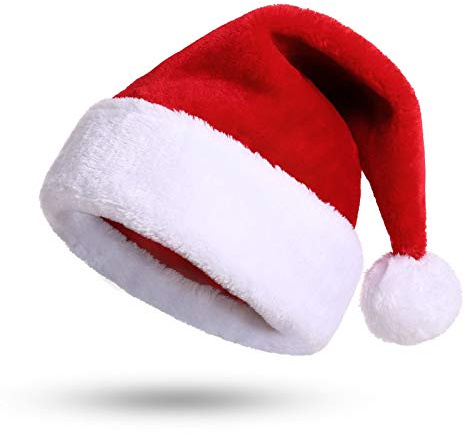 KONVINIT Rote Weihnachtsmütze Weihnachtsmann Mütze Plüsche Nikolausmütze Warm and Dicker Santa Mütze Weihnachtshut für Erwachsener