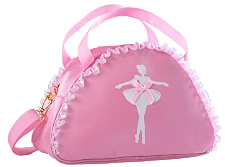 besbomig Bolsa de Ballet Danza, Rosado Bolsa de Deporte, Bolsa de Poliéster para Niña, Bailarina Gimnasio Viaje Escuela Bag con Encaje Bowknot
