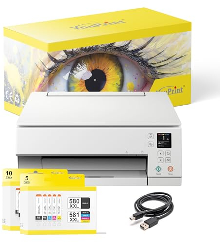 YouPrint Bundle TS6351a Multifunktionsgerät (Drucker, Scanner, Kopierer) mit 15 kompatiblen YouPrint Druckerpatronen passend für Canon 580 581 XXL