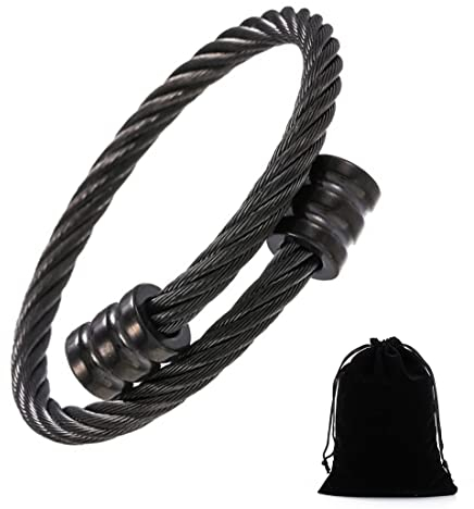 Crainoc Titaniumion Osimium Armreif, Lymphdrainage Magnetarmbänder mit 1 Samttasche, Verstellbares Öffnungs Design Lymphdrainage Armband für Männer und Frauen