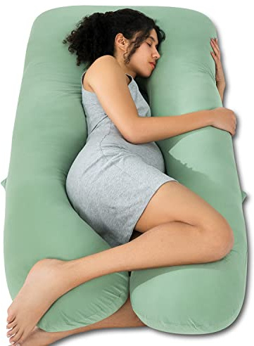QUEEN ROSE Cuscino rinfrescante per gravidanza, a forma di U, cuscino premaman per tutto il corpo, per supporto in gravidanza, rayon derivato dal bambù, morbido, super traspirante, per chi dorme