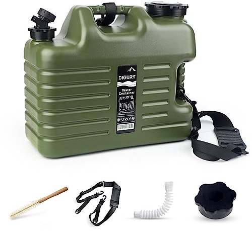 Digury 5 Gallon Water Jug, Camping Water Container BPA Free Water Storage with Spigot No Leakage Portable Emergency Water Tank for Outdoor Hiking Camping Picnic Supplies Green