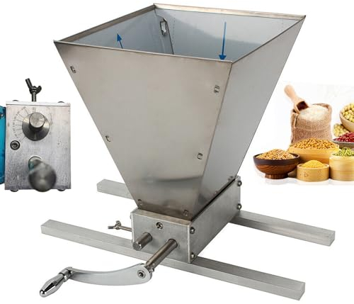 Mulino per malto, 4 l, 2 rotoli, frantoio per cereali, macinino per malto, macinino per cereali, macinino per la casa, macinino con manovella e valvola di controllo