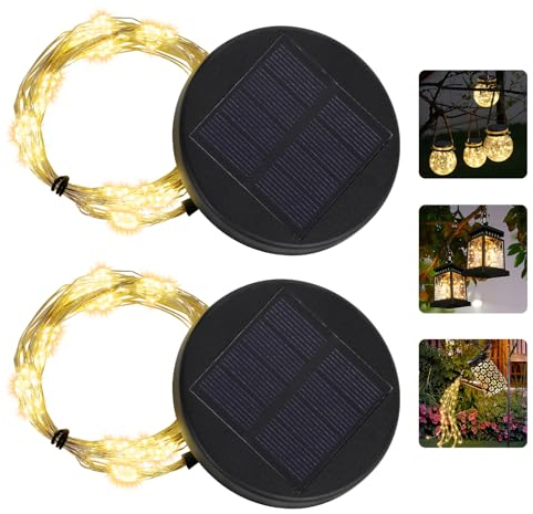 Luci solari di ricambio Top con catena luminosa per giardino: 8 cm luci solari pezzi di ricambio per lanterne da esterno con IP65, catena di luci a LED impermeabile in filo di rame, per esterni