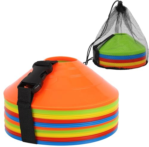 ZICRO Soccer Cones 15/25/30/50 Pack with Mesh Bag & Strap-Soccer Cones for Sports Training, Football, Basketball,Running Drills-Agility Cones for Indoor and Outdoor Games (15, Multicolor)