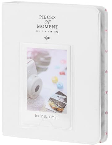QUARKZMAN Álbum de Fotos de 64 Bolsillos, Cubierta de Cuero 2 x 3 Pequeño con Ventana Frontal de Película Instantánea para Cámara (Blanco)