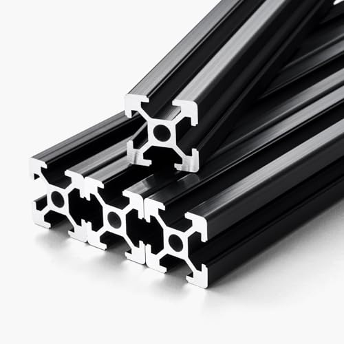 VEVOR Profilés d'Extrusion en Aluminium 2020, Lot de 4, Rail Linéaire Anodisé Norme Européen Rainure en T 1200 mm, Haute Résistance, pour Imprimante 3D, Machine Bricolage CNC, Gravure au Laser, Noir