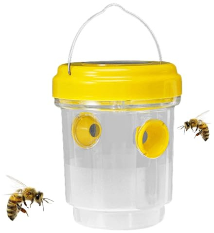Trampa Colgante para avispones para Exteriores, Kit de Trampa para Avispas y avispones con Botella de plástico para el Control de Mosquitos, Moscas y jejenes(Yellow,1pcs)