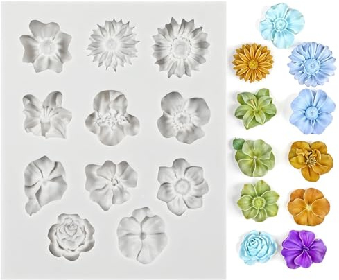 Stampo in Silicone per Fiori 3D, Stampi in Silicone per Candele e Sapone, Stampi per Candele Fiori Dettagliati,per Resina, Fondente e Argilla