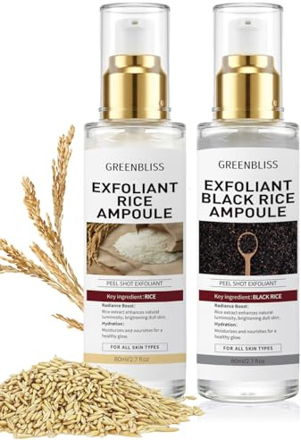 Exfoliante de cáscara, exfoliante facial, suero exfoliante de arroz blanco y negro, limpieza de poros profundos, AHA+BHA, niacinamida, hidratación y exfoliación para todo tipo de piel
