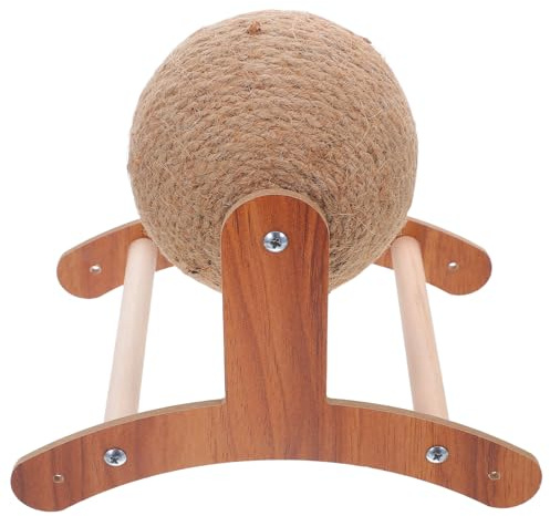 FRCOLOR Griffoir Chat Sisal Robuste avec Boule Interactive et Support Bois Intérieur pour Exercice et Protection Meubles