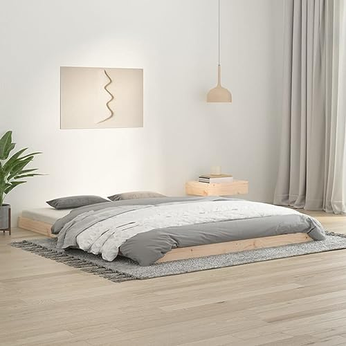 Estructura de Cama con Suelo de Madera Maciza de Pino, Base de Colchón de Listones Resistentes, Diseño de Perfil bajo, Muebles de Dormitorio Que Ahorran Espacio, Espacio (150x200cm)