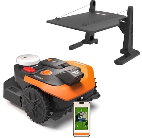 Worx Landroid Vision Cloud WR303E 2WD Robot Tagliaerba con Garage, Senza Filo Perimetrale per 300 m², (Evitamento Ostacoli AI, Navigazione VSLAM + RTK Cloud, Mappatura Automatica, Controllo App)