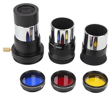 Vistreck 6PCS Teleskoptillbehörssats - 1,25 Tum 20 Mm & 7,5 Mm PL Okular med 2X Barlow-lins, 3 Färgfilter och Förvaringsväska