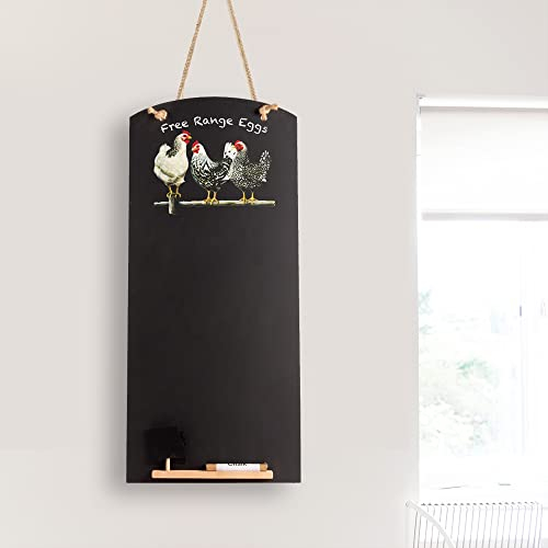 Chalkboards UK CHB125 - Lavagna/lavagna/lavagna/lavagna/lavagna da cucina con corda, vassoio e gessetti, design della gamma Booths Design, legno, nero, 60 x 26,5 x 1 cm