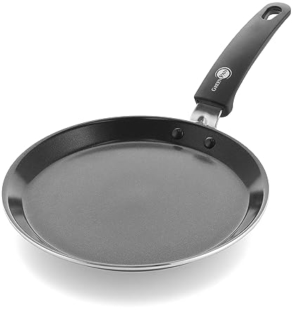 GreenPan Essentials Gesunde Keramische Antihaft-Pfannkuchenpfanne 24 cm, PFAS-frei, Induktion, Backofen- und Bratensicherheit bis 160°C, Spülmaschinenfest, Schwarz