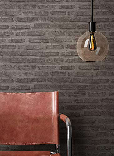 NEWROOM tapet antracit fibertapet sten – stentapet modern grå tegelsten klinker sten utseende 3D optik tegelsten stenmur inkl. tapetseringsguide