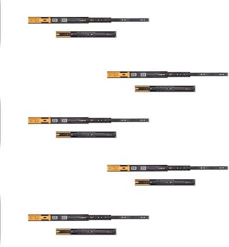 Emuca - Schubladenschienen kugellager 45mmx400mm, Set aus 5 Paar aus schubladenauszug Vollauszug mit dämpfer, Schwarz