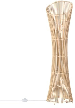 LEDKIA LIGHTING - Lámpara de Pie Marady | Diseño Mediterráneo y Natural | Compatible con Bombillas LED E27 | Para Salón, Dormitorio y Más | 1180 mm Alto, Natural, Bambú