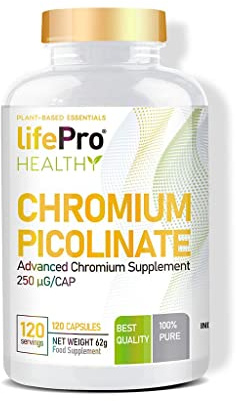 Life Pro Essentials Picolinato de Cromo 120 caps | Control de insulina | Combate el Deficit de cromo en el Organismo