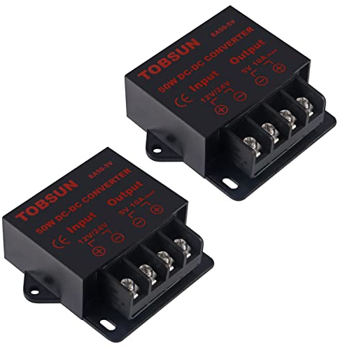 DWEII 2-Pack 12V to 5V Converter, DC 12V 24V to 5V 10A Step Down Converter Adapter DC Voltage Reducer Regulator Power Supplies Transformer Module