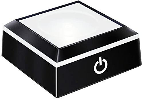 EUSTUMA Base luminosa a LED, espositore quadrato antiscivolo in una varietà di colori, adatto per opere d'arte sferiche in cristallo di vetro (Base a LED per sfera di vetro)
