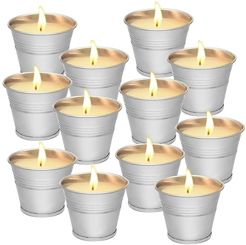 Citronella Kerzen im Freien, 12-Pack Soja Wachs Citronella Duftkerzen, 120-180 Brennzeiten Kerzen für drinnen, draußen, Garten, Camping