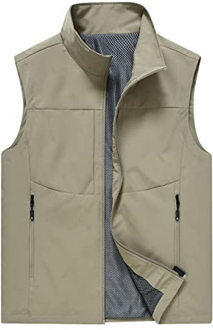 Yukirtiq Herren Outdoor Weste Sommer Leicht Anglerweste Jagdweste mit Vielen Taschen Fischerweste Ärmellose Jacke Hundeweste Wanderweste, Khaki, XL