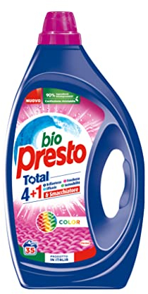 Bio Presto Liquido Color Detersivo Lavatrice Liquido, Nuova formula con Smacchiatore, 35 Lavaggi