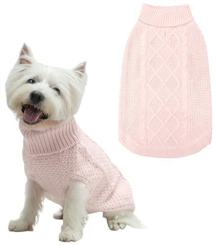 Mihachi Suéter de Cuello Alto para Perro, Abrigo de Invierno, Ropa clásica de Punto Trenzado con Agujero para Correa para Clima frío, Regalo Ideal para Mascotas en Año Nuevo