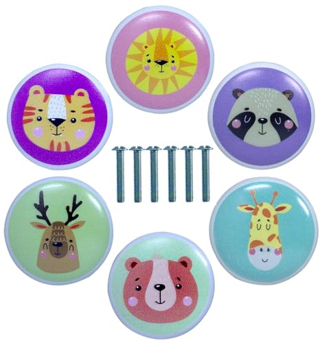 ZFKXGS 6PCS Poignee de Meuble Cuisine Animal Bouton de Meubles Porcelaine Solide Animal Bouton de Tiroir Rond Poignée Tiroir Poignet Meuble Boutons de Portes pour Placards Chambre Commode Armoire (B)