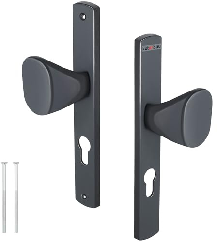 KOTARBAU® Pomo 72 mm cilindro perfilado, manija de puerta de aluminio, garra de puerta, botón de puerta, manija de puerta, herraje de puerta, placa larga antracita, tirador para puerta interior y
