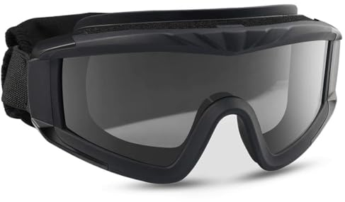 Feyachi Gafas de airsoft tácticas militares con 3 lentes intercambiables, protección UV400, gafas de tiro antivaho, deportes al aire libre, caza, ciclismo, paintball (negro)