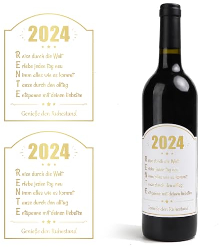 2 Stück Genieße den Ruhestand Flaschenetikett 10x12cm Flaschenetiketten Weinflaschen Aufkleber selbstklebend Etikett Geschenke für Rentner Party Rente Renteneintritt Pension