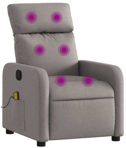 vidaXL Poltrona Massaggiante Reclinabile Tortora in Tessuto