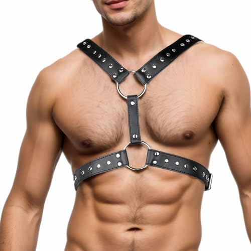 ZEOABSY Harness Belt Costume for Men, Adjustable Mens Leather Body Harness, Sexy Chest Harness Belt Outfits Muscle Highlights for Parties Nightclub Cosplay Clubwear & Fashion Statement #24