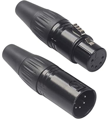 Mipcase Adaptateur Audio Broches XLR Mâle-Femelle Noir Connecteur DIY pour Câbles Microphone Et DMX Cuivre Plaqué Argent Résistant à Oxydation Accessoire De Remplacement pour Montage Perso