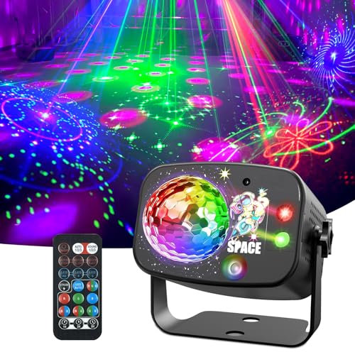 ALLWIN Disco Partylights - Music Control DJ Lights with Remote Control and USB, RGB Party Lights 60 Different Modes Karaoke Family Weddings Children's Birthdays