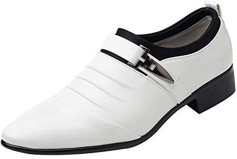Chaussures de costume pour homme - Chaussures en cuir britannique - Tendance - Bout pointu - Chaussures de mariage formelles - Chaussures de randonnée - Chaussures d'affaires, Blanc., 45 EU