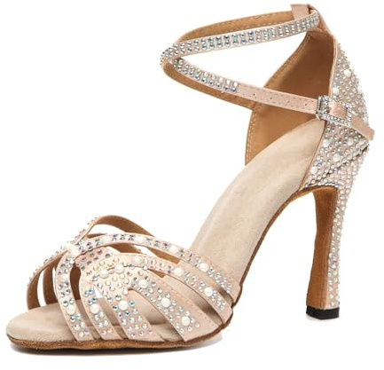 Miyoopark dam latin dansskor klack med strass bröllop kväll sandaler skor