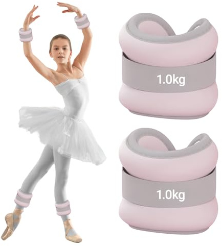 Justerbara ankelvikter, handledsvikter ankelvikter set om 2 (1,0 kg vardera), viktmanschetter, ankelvikt lämplig för nybörjare och barn, perfekt för pilates, yoga, yoga, yoga, rosa