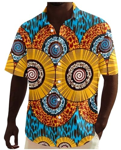 2026 Chemise à manches courtes pour homme style africain Dashiki traditionnel vacances à la plage Ankara